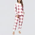 thumbnail image 5 of HUJlwoi Womens Fleece Pajama Sets Fluffy Warm Sherpa Plaid Pj Set Cozy Thermal Loungewear Plush Sleepwear Two Piece Set, 5 of 5
