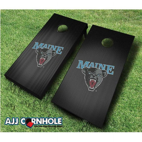 AJJCornhole 110-MaineSlanted Maine Black Bears Slanted Theme Cornhole Set with Bags - 8 x 24 x 48 in.