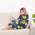 thumbnail image 4 of Yellow Lemon Slices DarkBlue Pattern Blanket Hoodies for Kids 6-13YR Oversize Wearable Blanket Hoodies for Boys Girls Teens, 4 of 7