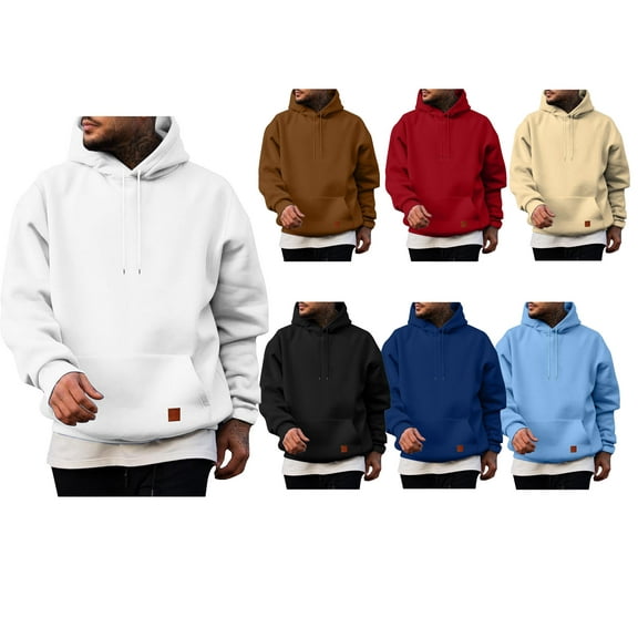 HOMADLES Pullover Hoodies for Men Long Sleeve Shirt Casual Athletic with Pocket Hooded Sweatshirts Beige S