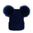 thumbnail image 2 of Beanies Women with Double Pom Pom, Winter Hats for Women Cold Weather Warm Knit Fleece Lined, Cute Beanie Cap for Daily Use, 2 of 8