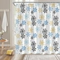 thumbnail image 2 of Christmas Shower Curtain Blue Gold Snowflakes Fantasy Xmas Snow Winter Holiday New Year Bathroom Decor Curtain with Hooks,Blue Gold Black, 2 of 4