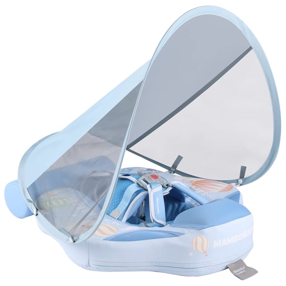 Flota de natación para bebés GENTEACO Mambobaby con toldo de 3 a 24 meses, color azul