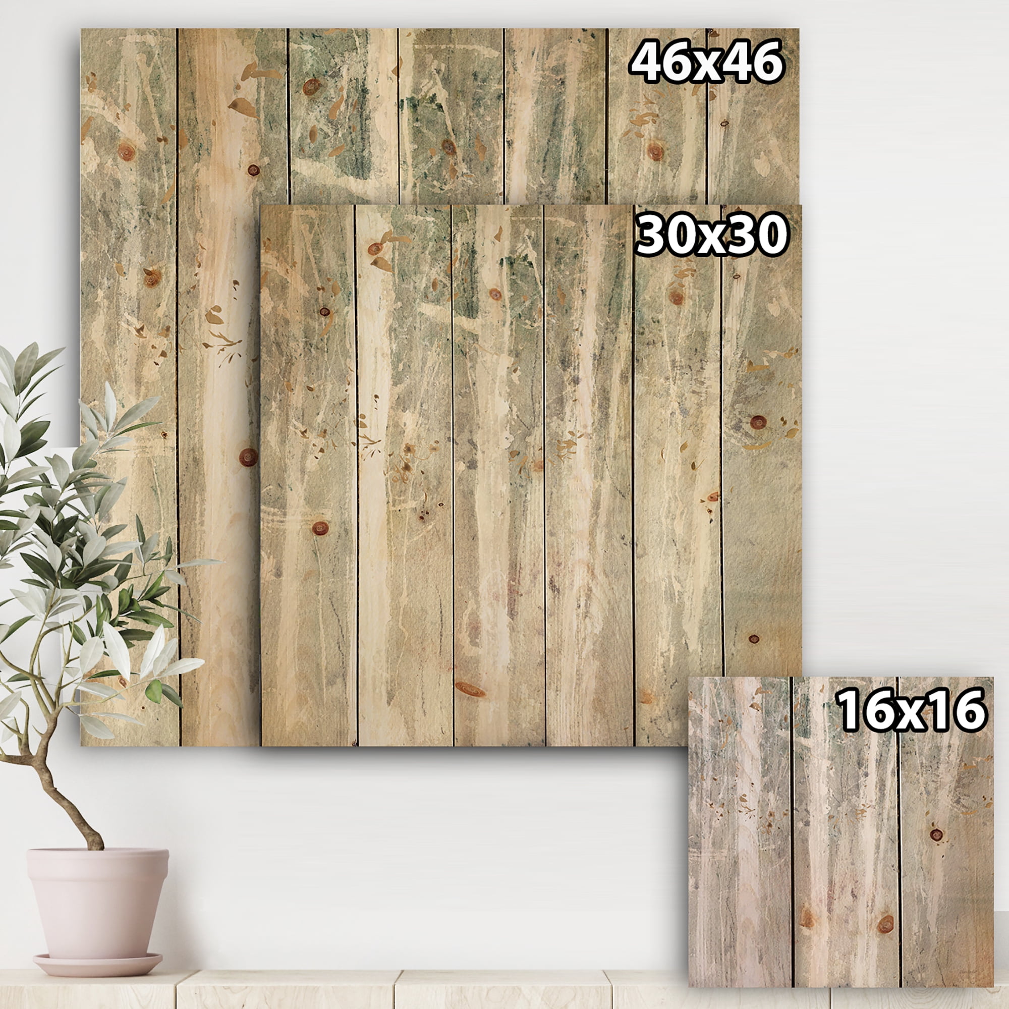 Designart 'Abstract A Woodland Walk into the Forest V' Modern Farmhouse Print on Natural Pine Wood