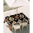 thumbnail image 3 of 54x80 Inch Outdoor Tablecloth with Umbrella Hole Zipper Rectangle Boho Geometric Rectangular Tablecloths Outside Waterproof Vintage Abstract Ethnic Tribal Patio Table Cloth Cover for Picnic Party, 3 of 8