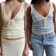 thumbnail image 4 of Nituyy Women Tank Tops Patchwork V-Neck Tie-Up Sleeveless Vest, 4 of 5