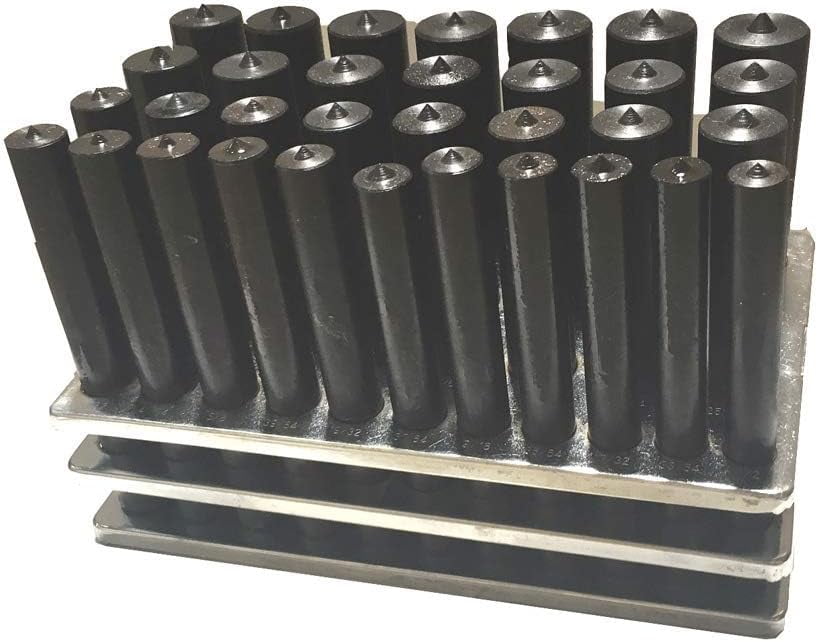 33pc Center Transfer Punches Set Machinists Tool Punch Stand Heat