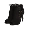thumbnail image 5 of Qupid FH88 Women Faux Suede Peep Toe Corset Lace Up Stiletto Bootie, 5 of 6