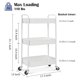 thumbnail image 2 of Carrito metálico rodante de 3 niveles TOOLF con ruedas bloqueables, blanco, 2 of 9