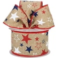 thumbnail image 2 of Wired Edge Patriotic Stars Ribbon - 2 1/2" x 10 Yards, Red, White & Blue, Memorial Day, 4th of July, USA, Christmas, USA, President's Day, 2 of 2