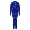 thumbnail image 4 of Manxivoo Suits 2 Piece Outfits Women Black Stretchy Mesh Long Sleeve Blouse Bodycon Pants Set Womens Tops Blue, 4 of 8