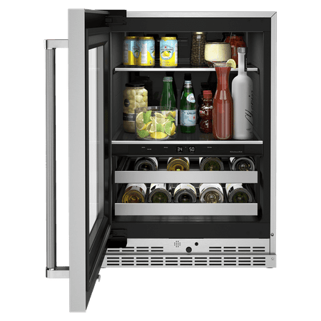 KitchenAid - 14-Bottle Dual Zone Beverage Cooler with Glass Door and Metal-Front Racks - Stainless steel