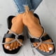 thumbnail image 1 of Summer New Plus Size Sandalias de mujer y pantuflas planas con diamantes de imitación Wmkox8yii shjk5696, 1 of 9