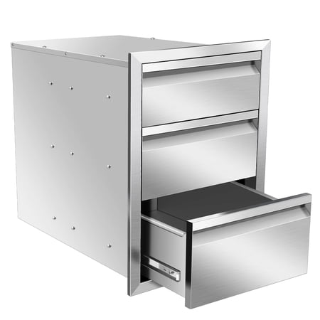 RIGMEC Outdoor Kitchen Drawers 16Wx21Hx23D Inch Stainless Steel Flush Mount BBQ Drawers for Outdoor Kitchen Island or Patio Grill Station