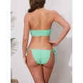 thumbnail image 3 of DARING DIVA Women's O Ring Ruched Bandeau Ribbed Bikini Set X-Large Mint Green, 3 of 6