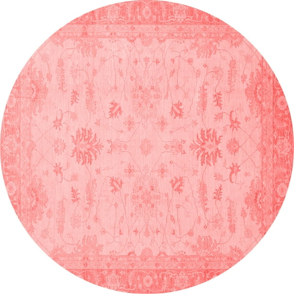 Ahgly Company Machine Washable Indoor Round Oriental Red Traditional Area Rugs, 4' Round