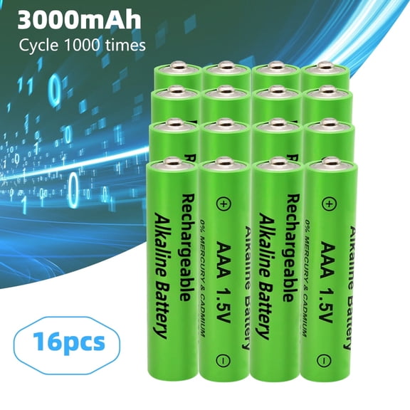 Alkaline Triple A Batteries 16 Pack,Rechargeable 1.5V AAA Battery,Long Lasting,Low Self Discharge - All Purpose for Household and Daily Use,Single Use