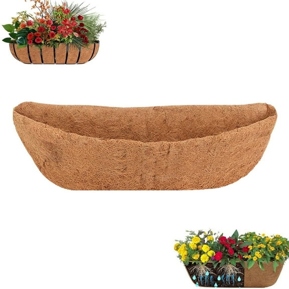 Triani 36" Replacement Coco Fiber Liner, 1PCS Basket Liners for Planters, Natural Coconut Fiber for Window Box, Garden Flower Vegetables Pot for Hanging Basket