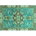 thumbnail image 1 of Ahgly Company Machine Washable Indoor Rectangle Geometric Turquoise Blue Traditional Area Rugs, 8' x 12', 1 of 4