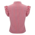 thumbnail image 5 of ZJXFGS Button Down Shirts for Women Gingham Top Stripes Blouses Plaid Tops Women Y2K Going Out T-Shirt Short Sleeve Blouses for Women Red M, 5 of 8