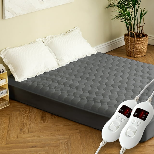 SERWALL Electric Mattress Pad, Heated Mattress Pad w/ Dual Heating Zone Safe Auto Shut off, Queen