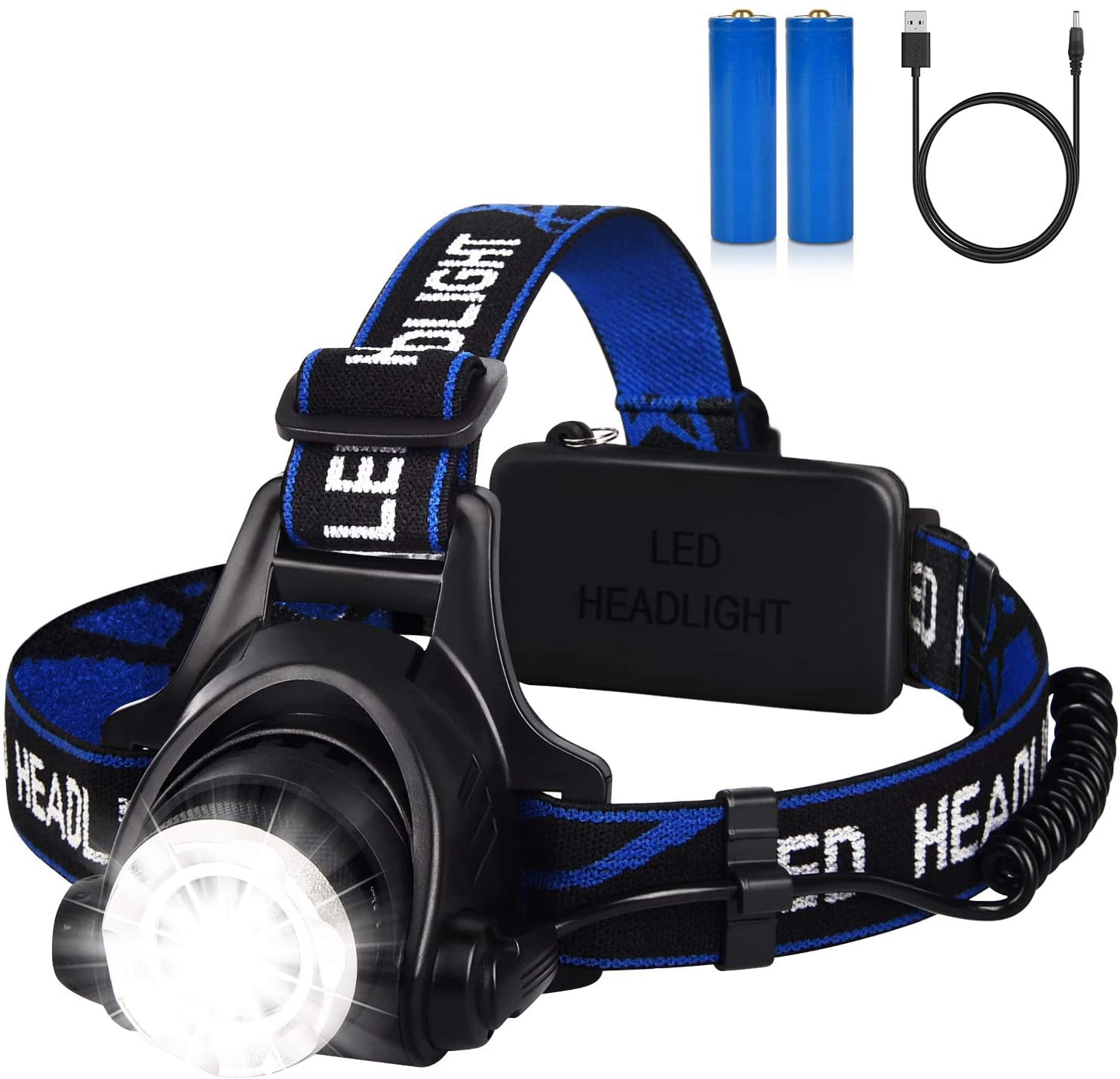 LED Rechargeable 12000 Lumens 18650 Headlamp Flashlight,Kit with 