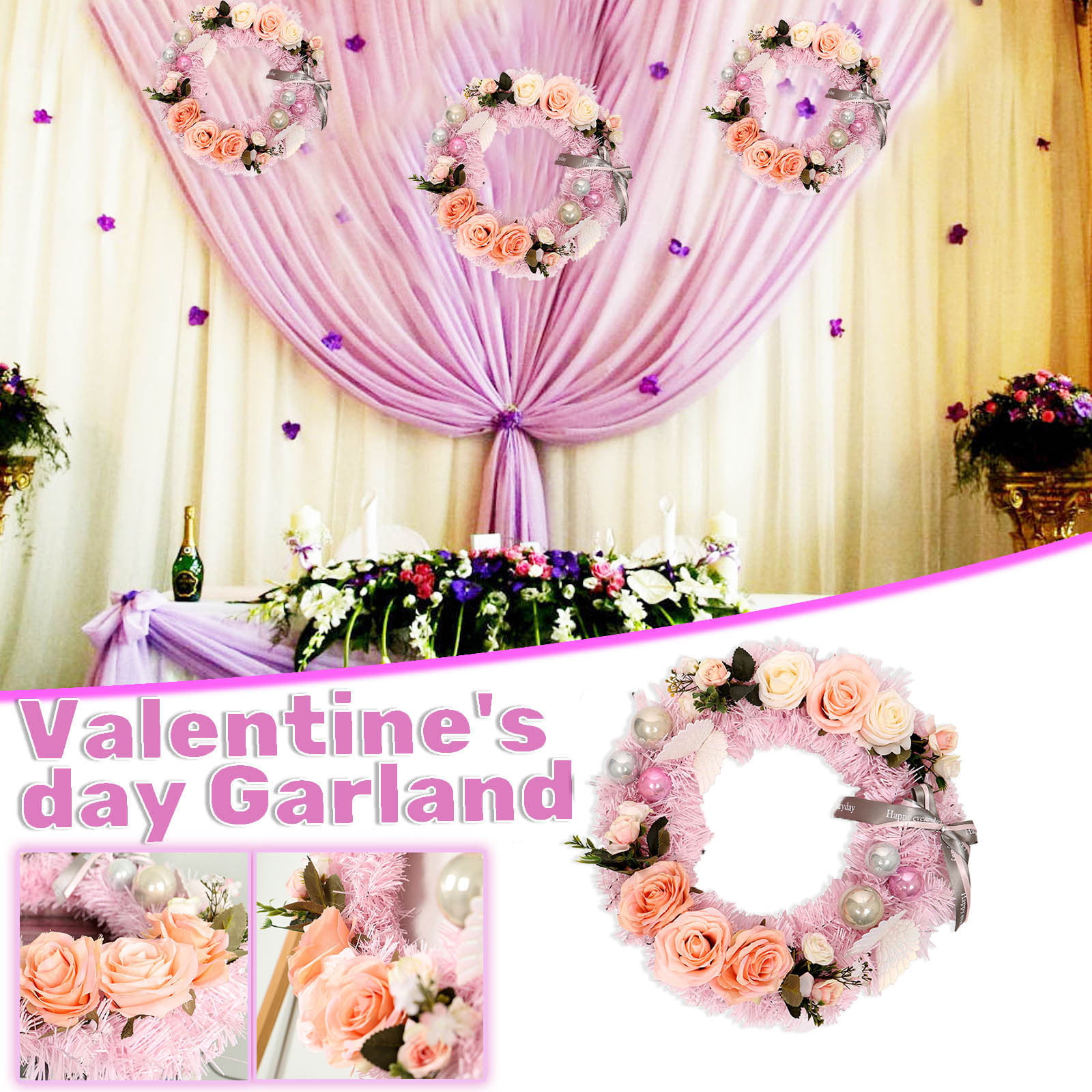 Valentine'S Day Gifts Valentine's Day Rose Garland Artificial Flower Home  Wedding Decoration Pendant Party Festival Home Decoration 