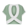 thumbnail image 4 of Open Back Tops For Women Summer Casual Yoga Y2K Athletic Gym Tees Shirts Slouchy Crop Running Tunic T Shirts Women Short Sleeve Workout Shirts Loose Relaxed Fit Blouses, 4 of 5