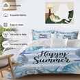 thumbnail image 4 of Happy Summer Duvet Cover Set Full Size, Blue Starfish Shell Seashell Ocean Striped 4 Piece Bedding Set with Zipper Closure & Corner Ties Soft Breathable Comforter Cover for Bedroom, 4 of 9