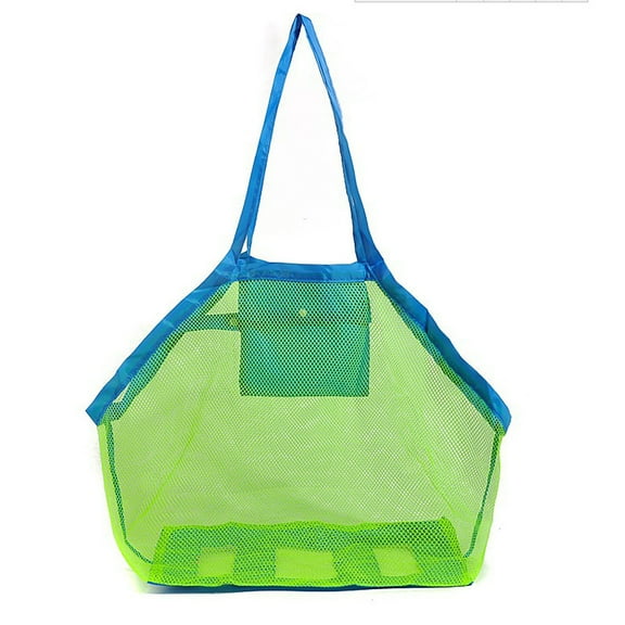 Large Mesh Beach Toy Bag, 1 Pack, Kids Sand Toys Storage Tote for Beach Pool, Blue
