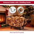 thumbnail image 3 of Firewood Rack OutdoorandIndoor24'' Firewood Holder With Kindling Wood HooksandAdjustable Feets Heavy Duty Metal Log Rack Black Curved Log Holder Fire Wood Storage Organzier For FireplaceandPatio, 3 of 6