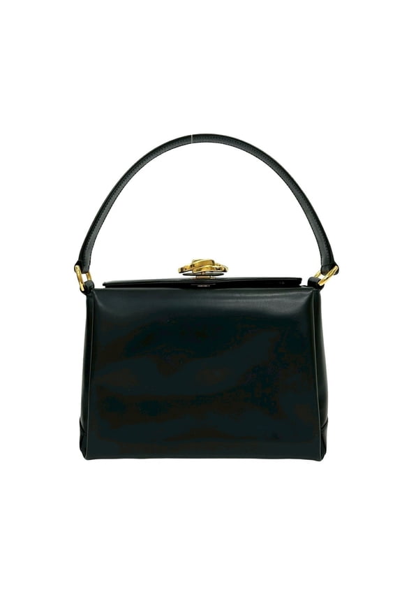 Pre-Owned GUCCI Old Gucci Calf Leather Handbag Mini Tote Bag Black 33172