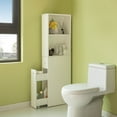 thumbnail image 3 of Freestanding Narrow and Slim Design White Bathroom Storage Cabinet - Ideal as Toilet Paper Storage, Feminine Product Organizer or Hair Tool Organizer with Storage Drawer and Adjustable Shelf, 3 of 8