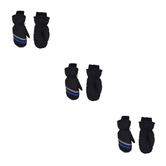 Wosthever 3 pares de manoplas para niños a prueba de agua con gancho para niños Impresión fácil de combinar Diseño grueso Actividades al negro METRO 3Conjunto