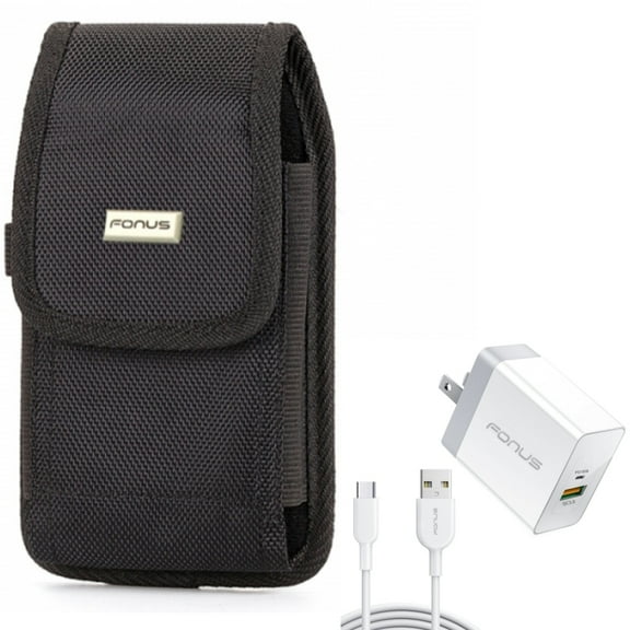 For Google Pixel 7/Pro/6a/6/Pro - Case Belt Clip w 36W PD Home Charger, Swivel Holster Rugged, Fast Type-C 6ft Long Cable USB-C for Google Pixel 7/Pro/6a/6/Pro Phones