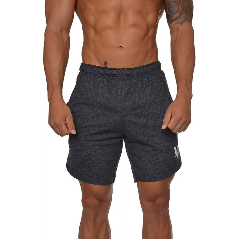 YoungLA Men's Running Shorts Athletic Gym Jogging Workout Powerlifting with  Front Pockets 104 Charcoal XX-Large 