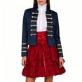 thumbnail image 6 of Sexlip Women Stand Collar Military Style Blazer Jacket Double Row Gold Stripe Button Decor Cropped Long Sleeve Costume Outer Coat For Party Stage Blue S, 6 of 6
