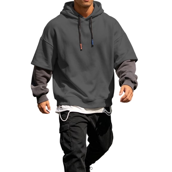 Chiccall Mens Hoodie Drawstring Long Sleeve Hooded Sweatshirts Casual Athletic Fashion Layered Sweatshirts for Men