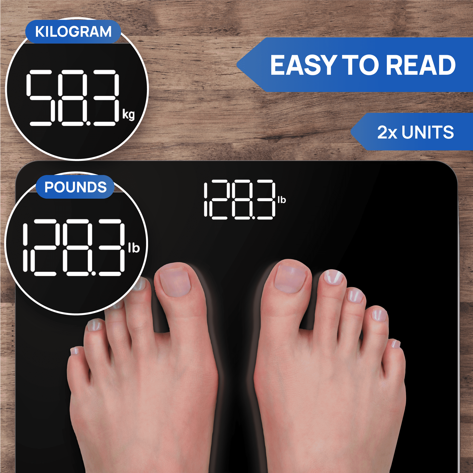 INEVIFIT Bathroom Scale, Highly Accurate Digital Bathroom Body Scale. With 5-Year Warranty - Black