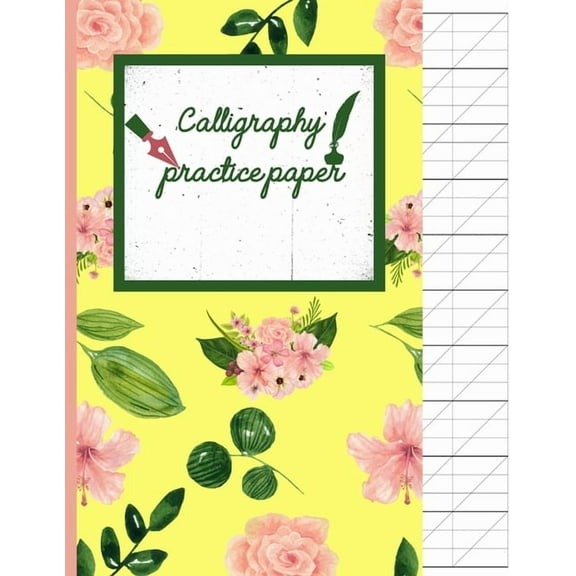 Calligraphy Practice paper: Pink flowers hand writing workbook for adults & kids 120 pages of practice sheets to write in (8.5x11 Inch). (Paperback)
