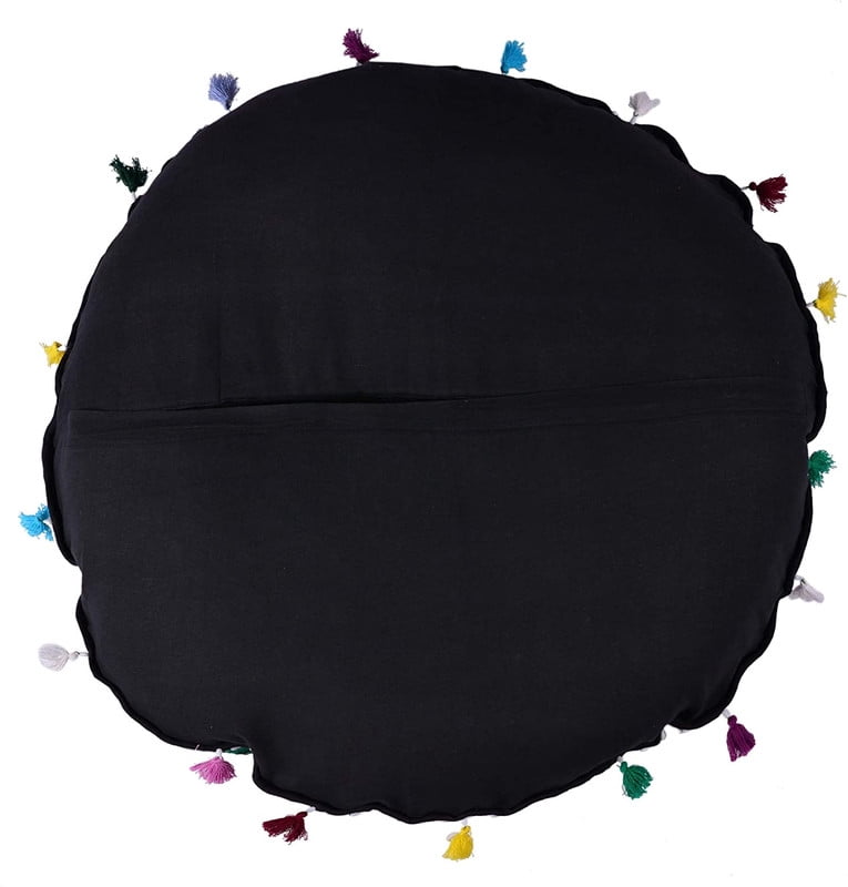 Indian Handmade Patchwork Codework Round Pouf Cover Ottoman Floor Pillow Cushion Seating Throw Decorative Pillow Cases