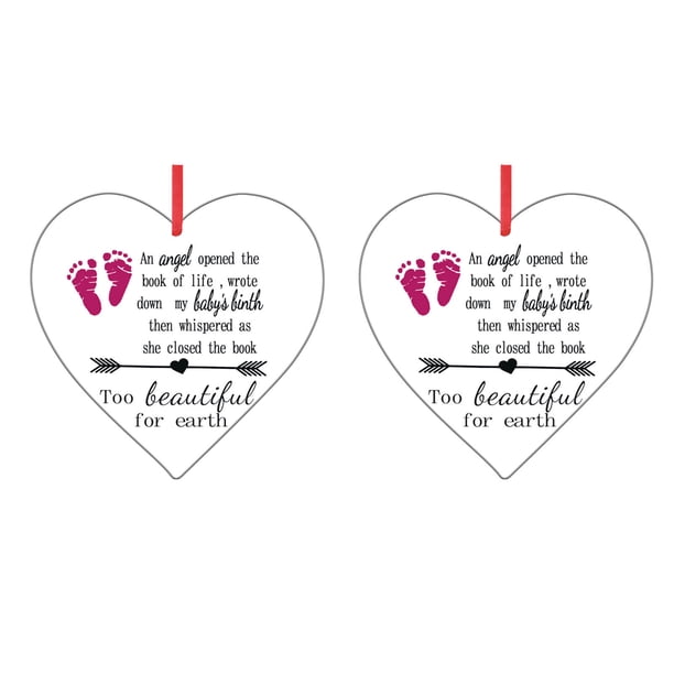 Ganfancp En Forma de Corazón Ángel Ornamento Colgante Decoraciones Conmemorativas 2X Colgante