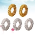 thumbnail image 4 of FELTECHELECTR 5 anillos de masaje con pinchos para dedos, anillo de acupresión sensorial, juguete antiestrés para niños y adultos (2 anillos dorados + 3 anillos plateados), 4 of 6