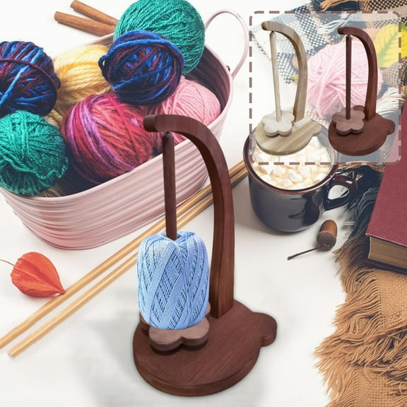 Msgweeeg Solid Wood Yarn Stand Crochet Spool Holder Wooden Magnetic Rotating Spindle Stable Smooth Thread Guide for Knitting Crocheting Weaving Crafts Hobby Room Portable Gift
