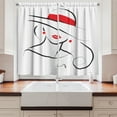 thumbnail image 2 of Ambesonne Lips Kitchen Curtains, Black Stroke Contour Drawing, 55"x39", Charcoal Grey Vermilion, 2 of 3