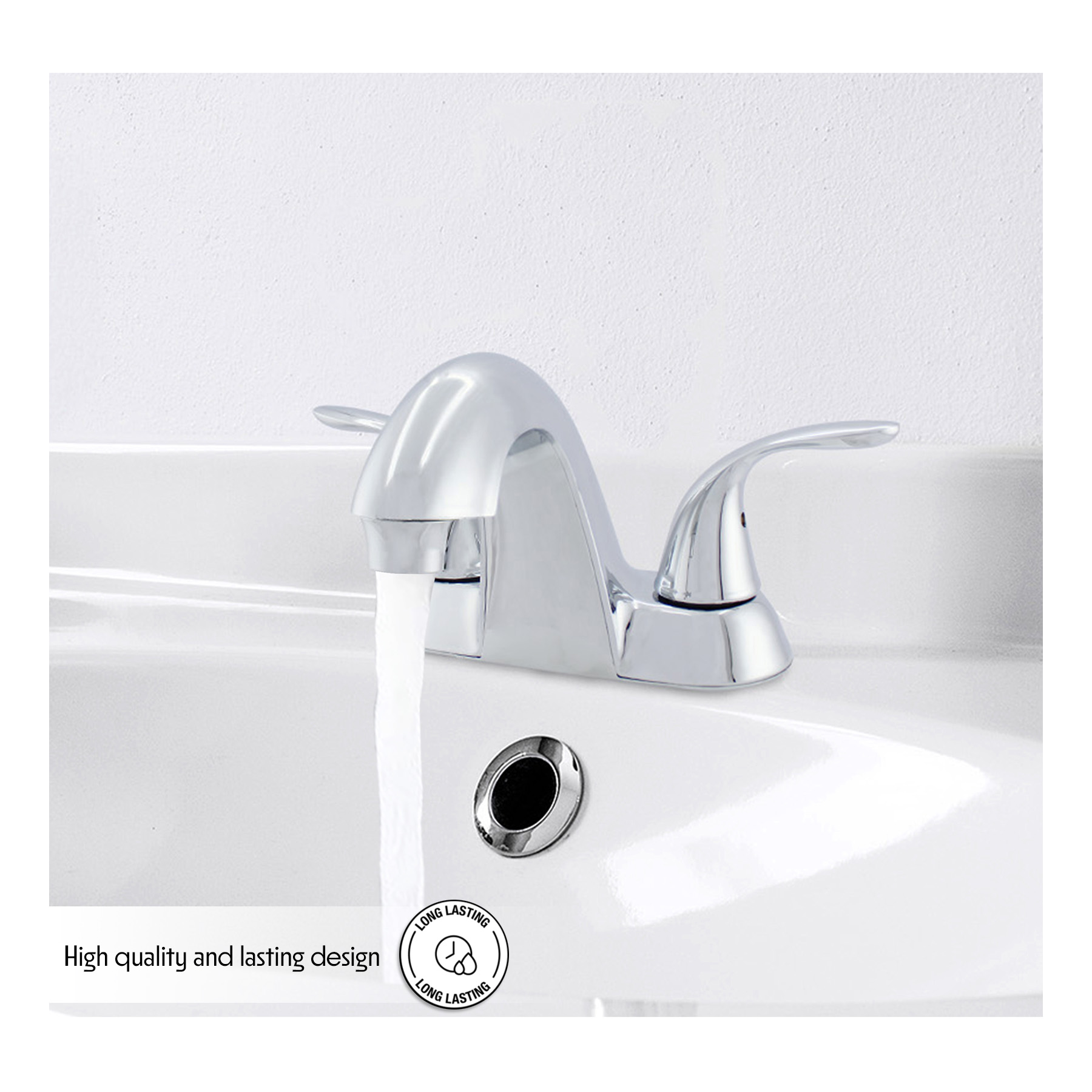 WMF-4224DSSLP-CP - Double Handle Hybrid, mid-rise spout lavatory-Chrome Finish Faucet