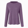 thumbnail image 4 of larppty Long Sleeve Training Top with Thumbholes, Comfortable Yoga Gym Quick-dry Pullover Top (Purple, L), 4 of 5