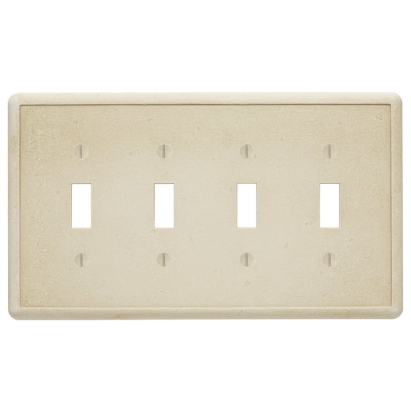 Questech Decor Quad Toggle Light Switch Cover, Tumbled Texture, Travertine