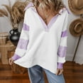 thumbnail image 5 of HAiming Color Block Pullover Tops Casual V Neck Lapel Collar Long Sleeve Shirt Fall Winter Trendy Clothes, 5 of 5