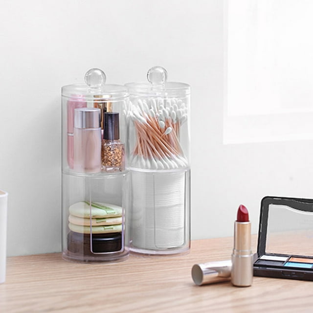 Clear Portable Round Cotton Pad Storage Box Q-tip Q-tip container makeup Container Makeup Holder Transparent Cosmetic Case